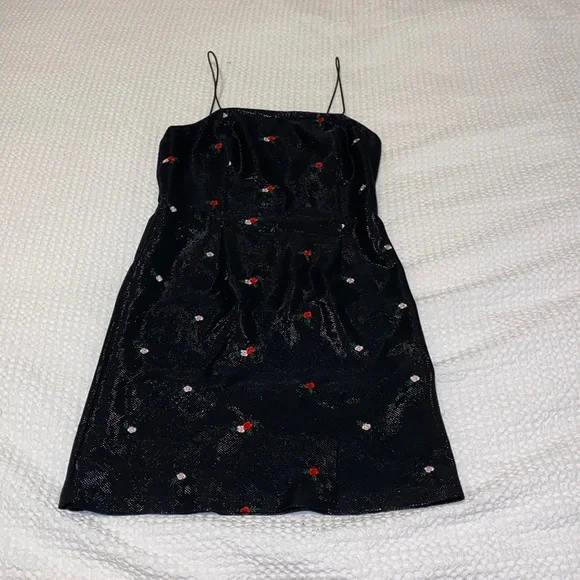 Urban Outfitters | Dresses | Urban Outfitters Uo Colette Shimmer Rose Embroidery  Mini Dress Xstp | Poshmark